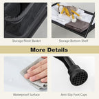 INFANS Baby Changing Table, Folding Diaper Station Portable Nursery Organizer with Safety Belt and Large Storage Racks for Newborn Baby and Infant (Black)