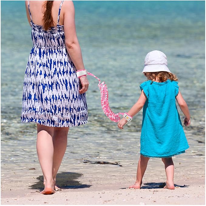 Accmor Anti Lost Wrist Link with Induction Lock, Upgraded Toddler Leash, Reflective Kids Wrist Leash for Baby, Child Walking Wristband Leashes with Magnetic Unlock Design for Girls, Rose (6.5ft)