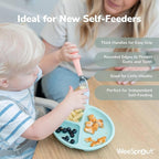 WeeSprout Toddler Utensils, 3 Forks & 3 Spoons, 18/8 Stainless Steel & Food Grade Silicone, Thick Easy-Grip Handles, Perfect Length For New Self Feeders, Gentle On Gums & Teeth, Dishwasher Safe