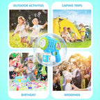 2 Pack Bubble Gun Machine for Kids, Automatic Light Up Bubble Blower with 4 Bottles 10 Bags Refill Solution Bubble Guns Blaster for Toddlers, Outdoor Toys Gifts Wedding Easter Party Favor