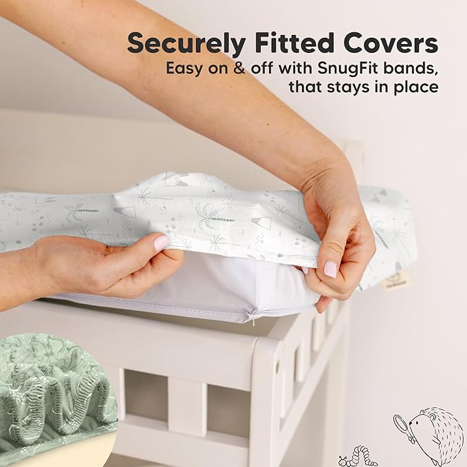 2-Pack Organic Changing Pad Covers for Girl, Boy, Neutral - 100% Cotton Changing Table Pad Cover, Soft Baby Nursery Diaper Changing Pad Sheets, Contour Changing Pads Liners,Change Pad Cover (DinoDood)