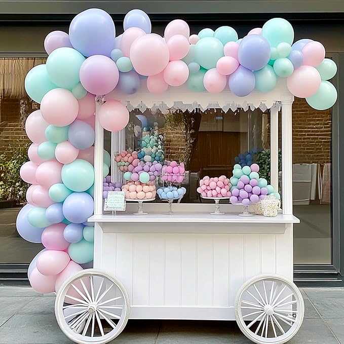 RUBFAC 129pcs Mint Green Balloons Different Sizes 18 12 10 5 Inch, Pastel Makani Blue Balloon Garland Arch Kit for Birthday Baby Shower Gender Reveal Easter Wedding Party Decoration