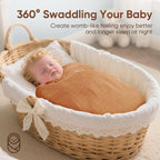 Muslin Swaddle Blankets, Nursery Receiving Blanket for Newborn, Baby Swaddle Wrap Soft Silky & Breathable, 3 Packs, 47 X 47In (Pink & Coffee 3 Pieces)