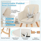 HONEY JOY High Chair, 3-in-1 Eat & Grow Wooden Highchair/Booster Seat/Toddler Chair with Removable Tray, 5-Point Harness, PU Cushion and Footrest for Baby, High Chair for Babies and Toddlers(Beige)