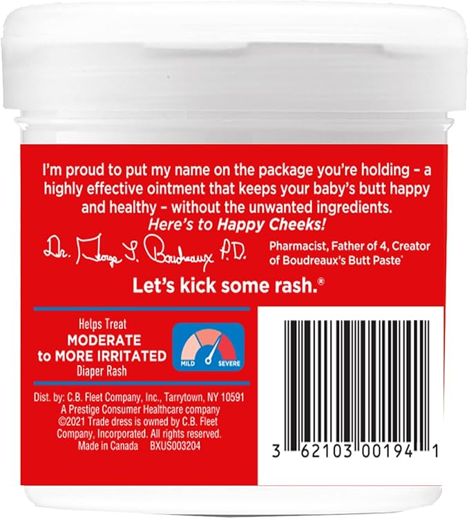 Boudreaux's Butt Paste Maximum Strength Diaper Rash Cream, Ointment for Baby, 14 oz Flip-Top Jar (Pack of 2)
