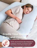 Momcozy Pregnancy Pillows for Sleeping, U Shaped Full Body Pillow 57 Inch for Pregnant Women with Back, Hip, Leg, Belly Support, Washable Jersey Cotton Cover Included, Light Blue