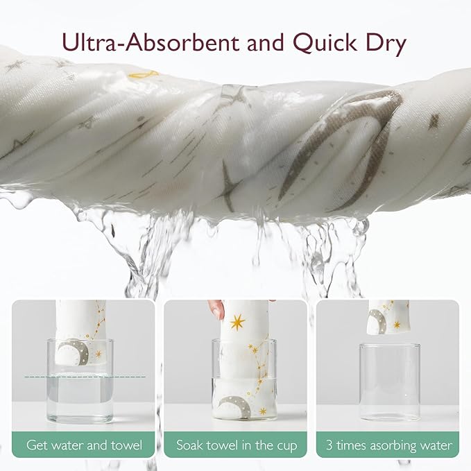 Momcozy Hooded Baby Towel, 2 Pack Baby Bath Towel with Large 35 X 35 Inch, Super Soft Cotton and Hooded Towel for Newborn, Toddler and Kid, Starry Sky