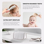 Baby Grooming Kit with Storage Pouch Baby Brush Soft Bristles 5 pcs-Infant Brush, Rounded Comb, Safety Scissors, Nail Clippers & Emery Board -Health Care Kit for Newborns & Toddlers Gray