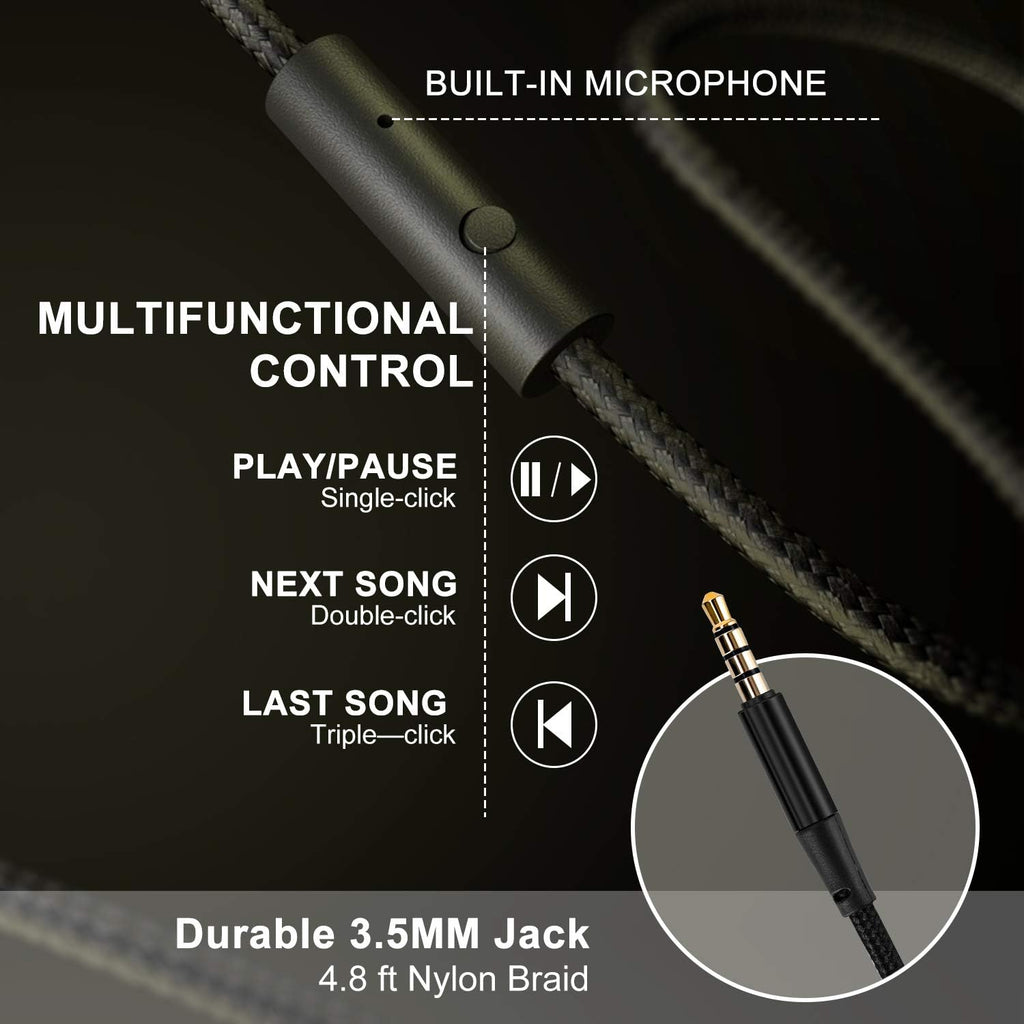 LORELEI X6 Over-Ear Headphones With Microphone, Lightweight Foldable & Portable Stereo Bass With 1.45M No-Tangle, Wired for Smartphone Tablet MP3/4