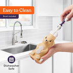 Special Supplies Honey Bear Straw Cup Long Straws, Squeezable Therapy and Special Needs Assistive Drink Container, Spill Proof and Leak Resistant Lid (Pack of 1 Bottle and 3 Straws) (Brown)