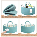 Baby Diaper Caddy Organizer, Large Cotton Rope Nursery Diaper Basket, Changing Table Organizer, Portable Tote Bag with Divider, Car Storage, Baby Shower Gifts for Newborn Girls - Lake Blue