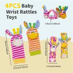 Wrist Rattles Baby Socks Baby Toys Set Soft Sensory Toys for Babies Cartoon Animal Rattles Sock Early Development Toy Baby Shower Birth Gift for Newborn Infant Baby Boy Girl 0 to 3 Years Old