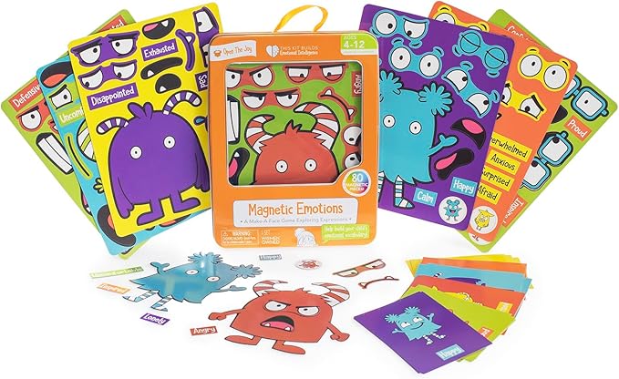 Open The Joy Magnetic Emotions Playset: Explore, Learn, and Express Feelings with Mix and Match Magnetic Characters and Expressive Faces - Ages 4 and Up
