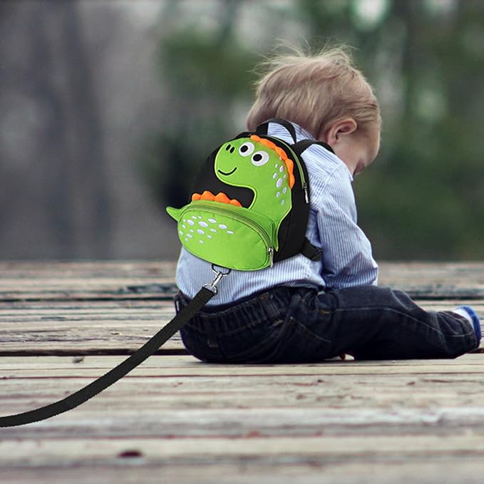 Accmor Toddler Harness Backpack Leash, Cute Dinosaur Kids Backpacks with Anti Lost Wrist Link, Mini Child Backpack Wristband Tether Strap and Protection Leashes for Baby Boys Girls Aged 1-3 Years