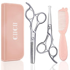 CIICII Kids Hair Cutting Scissors Shears Kit, Safety Round Tip Barber Haircut Scissors Set (Hair Trimming Hairdressing Haircutting Thinning Shears) for Baby Toddler Children, Hairdresser Home Salon
