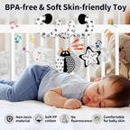 Car Seat Toys for Babies 0-6 Months,Hanging Rattle Toys for Crib Mobile, Baby Spiral Hanging Stroller Black and White High Contrast Toys for Newborn 0 3 6 9 12 Months Baby Boys Girls (Bug)