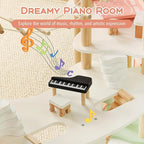 Costzon Wooden Dollhouse for Kids, 3-Story Luxury Doll House with 32 Pieces Furniture Accessories, 7 Rooms, Stairs & Balcony, DIY Pretend Dollhouse Playset, Gift for Girls Toddlers Ages 3+ (Colorful)