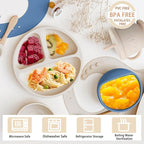 Silicone Baby Feeding Set | Baby Led Weaning Supplies Includes Suction Bowls and Divided Plates, Adjustable Bib, Baby Utensils Spoons and Forks,Cup | Baby Feeding Essentials (Beige)