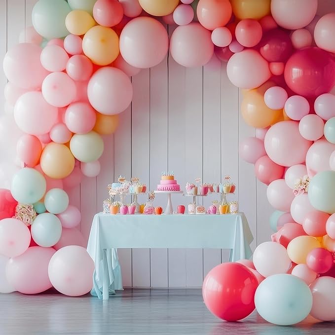 RUBFAC Pink Balloons 129pcs Light Pastel Pink Balloon Different Sizes 18 12 10 5 Inch for Garland Arch Birthday Party Baby Shower Gender Reveal Wedding Anniversary Easter Decoration