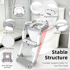Potty Training Seat, Upgrade Toddler Toilet Seat for Kids Boys Girls, 3 in 1 Potty Training Toilet with Step Stool Ladder-Non Slip Foldable (Gray+White)