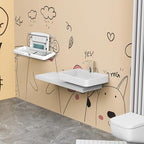 Commercial Baby Changing Station, Wall Mounted Horizontal Baby Changing Table with Safety Strap, Foldable Diaper Tables for Bathroom, White