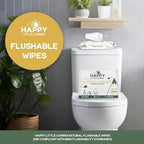 Happy Little Camper Natural Flushable Wipes - Hypoallergenic Wet Wipes with Aloe Vera, Chamomile and Pomegranate Extract - Unscented Baby Wipes Safe for Sensitive Skin - 600 Count