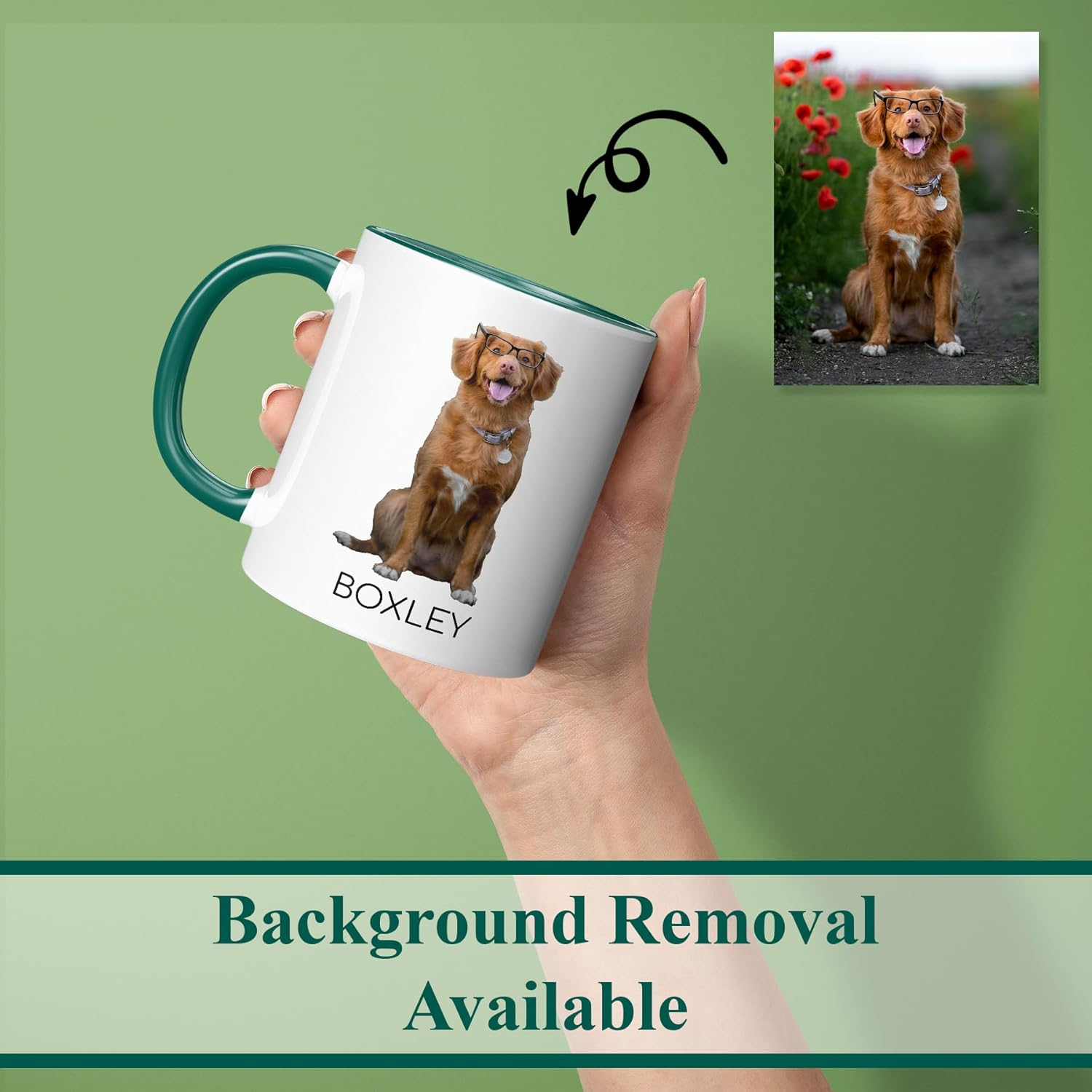 Personalized Coffee Mug, Custom Photo Text 11 Oz Ceramic Mug, Customized Picture Name Tea Cup, Unique Gift Idea, Taza Cafe Personalizadas Fotos, Cute Custom Gifts Mom Women Men, Father's Day, Green