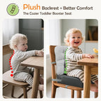 Booster Seat for Kitchen Chair with Comfy Backrest and Adjustable Safety Buckles,Non-Slip Kid Toddler Booster Seat for Dining Table,Portable PU Travel Baby Booster Increasing Cushion Chair
