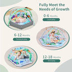 Baby Play Gym & Activity Mat,10-in-1 Tummy Time Mat,Panda Washable Baby Playmat with Detachable Toys,2 in 1 Baby Mat & Fence for Sensory Exploration and Motor Skill Development at Different Stages