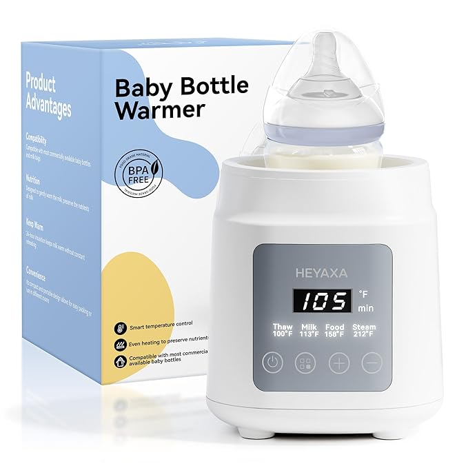 Bottle Warmer with Even Heating to Prevent Nutrient Loss from Fast Heating, Baby Bottle Warmer for Breastmilk & Formula, Accurate Temp Control, Defrost, Keep Warm, Heat Baby Food (White)