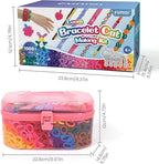 FUNiOi Kids Art and Craft Kit, Rubber Band Bracelet Make Toy, Cat Weaving Comb, 1000+ Colorful Hair Ties, DIY, Organizer Case, Gift for Girls 7-12 Years