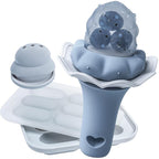 Moonkie Baby Fruit Feeder with Freezer Tray, BPA Free Silicone Food Feeder for Infant Self Feeding, Breastmilk Popsicle Molds, Mesh Feeder with Two Pouches, Baby Shower Gifts 4 Months+, 1 Pack