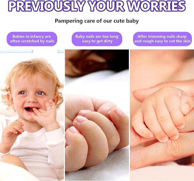 Baby Nail Trimmer Electric, 6 in 1 Rechargeable Baby Nail Clippers Manicure Set Grooming Kit for Toddler Infant or Adults (Purple)