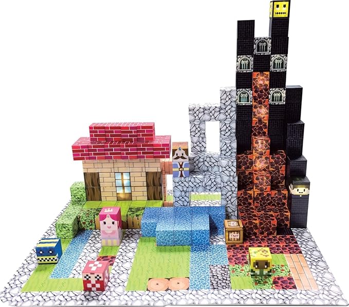 200 PCS Magnetic Building Blocks with 15 LED Light-Up Blocks (Replaceable Battery)&Foldable Magnetic Board,STEM Educational Magnet Cube Set,Creative Construction Toy Gift for Kids (Boys&Girls Ages 3+)