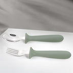 Baby Feeding Set, 2 Pack Silicone Baby Plates with Suction, 2 Pack Spoons and Forks Set for Toddler Utensils, BPA Free, Baby Led Weaning Supplies for Eating Essentials