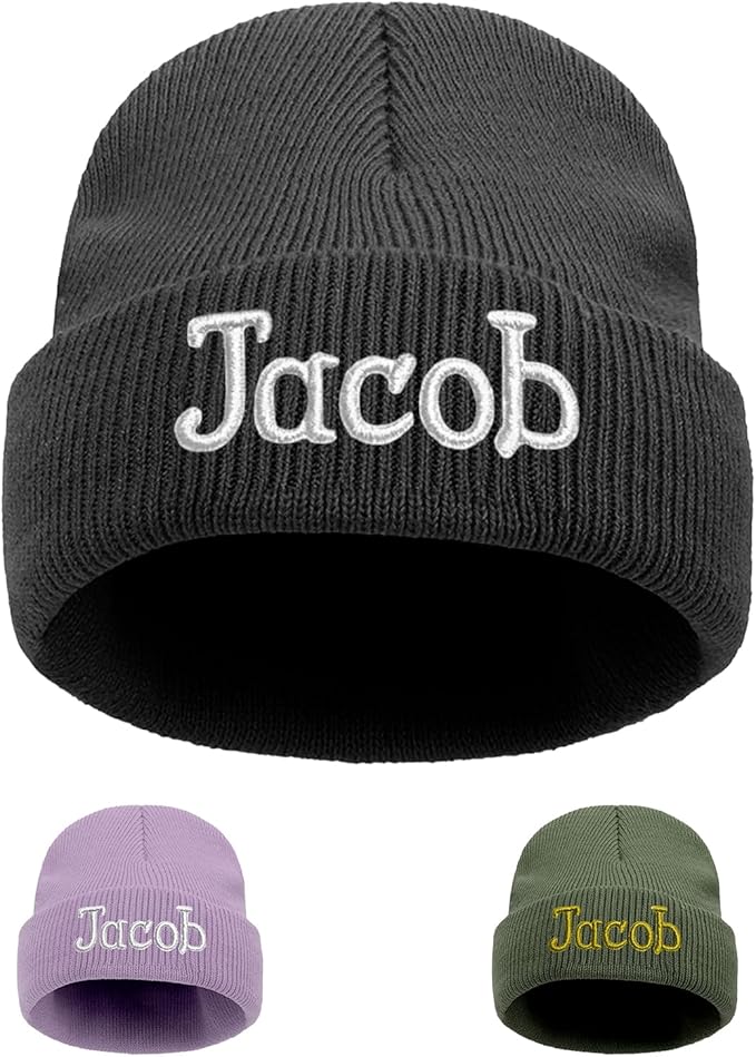 Custom Beanie Hats for Baby Girls Boys - Personalized Embroidered Beanies with Name for Infants Toddlers Adults