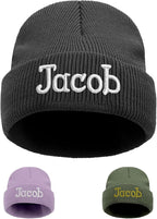Custom Beanie Hats for Baby Girls Boys - Personalized Embroidered Beanies with Name for Infants Toddlers Adults
