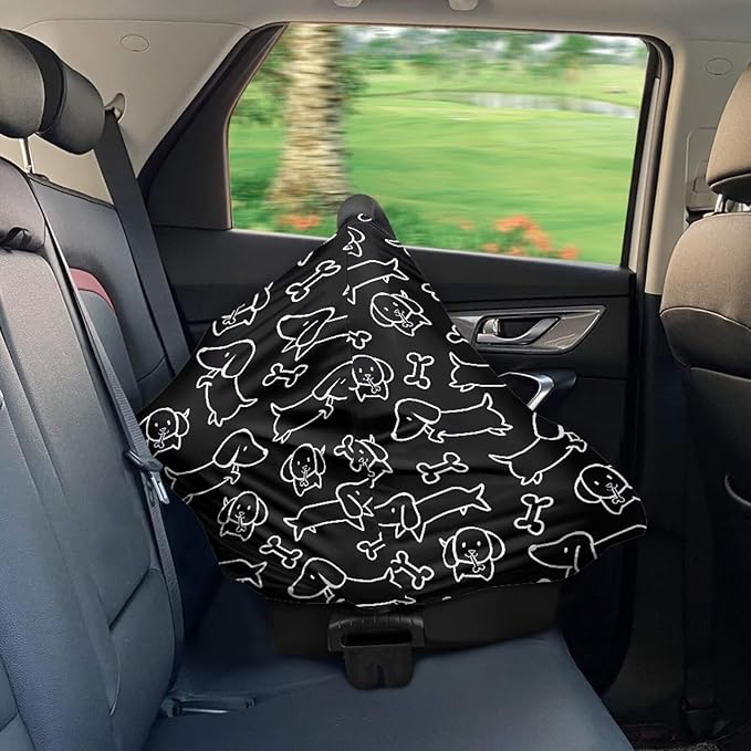 Binienty Dachshund Print Car Seat Cover for Babies Multi Use Nursing Cover for Newborn Boys Girls Soft Breathable Newborn Carrier/Stroller/Shopping Car