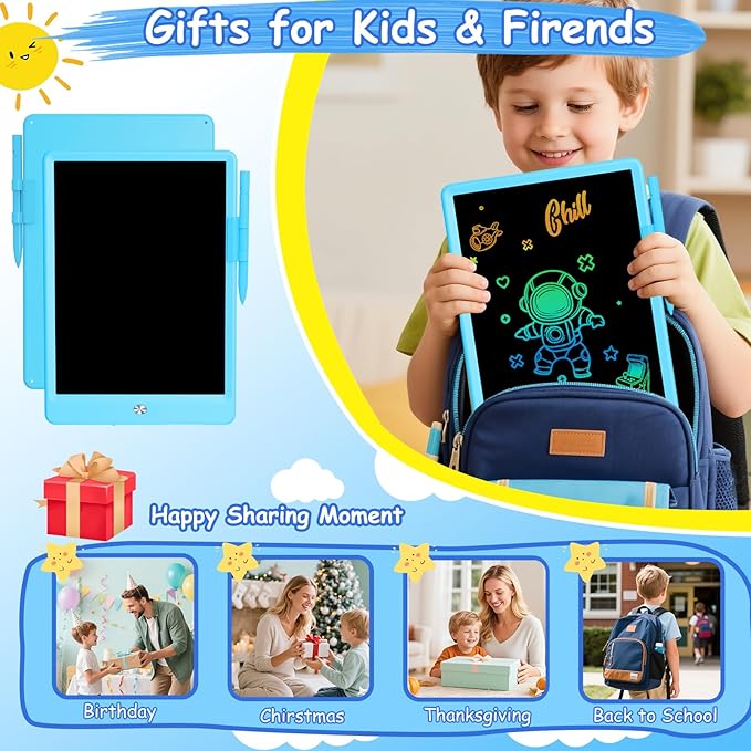 Decute Kids Toys LCD Writing Tablet with Stylus, 10 Inch Erasable Toddlers Doodle Board, Reusable Drawing Pad for Kids, Educational Christmas Birthday Gift for 3 4 5 6 7 8 Girls Boys Toddler Blue
