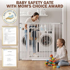 Mumeasy 36" Extra Tall Baby Gate for Stairs and Doorways, 26-40" Auto Close Dog Gate Indoor, Easy Install Pressure Mounted Pet Gate, Safety Baby Gates with Door for Child and Pets