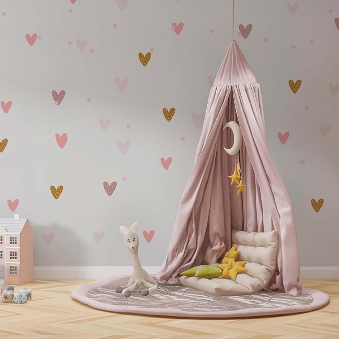 WS Wallpaper Heart Wall Decals Pack of 5 Sheets 135pcs by Lipastick - Polka Dots Wall Stickers for Bedroom Living Room Girls Room Decoration Kids Room Baby Nursery Room Removable Wall Decals