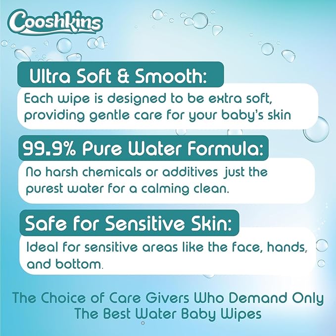 De-Chlorinated Pure Water Baby Wipes | Gentle Unscented Wipes for Sensitive Skin | 99.9% Pure Water Based | Alcohol-Free, Paraben-Free | Soft & Thick (60 Count (Pack of 3))