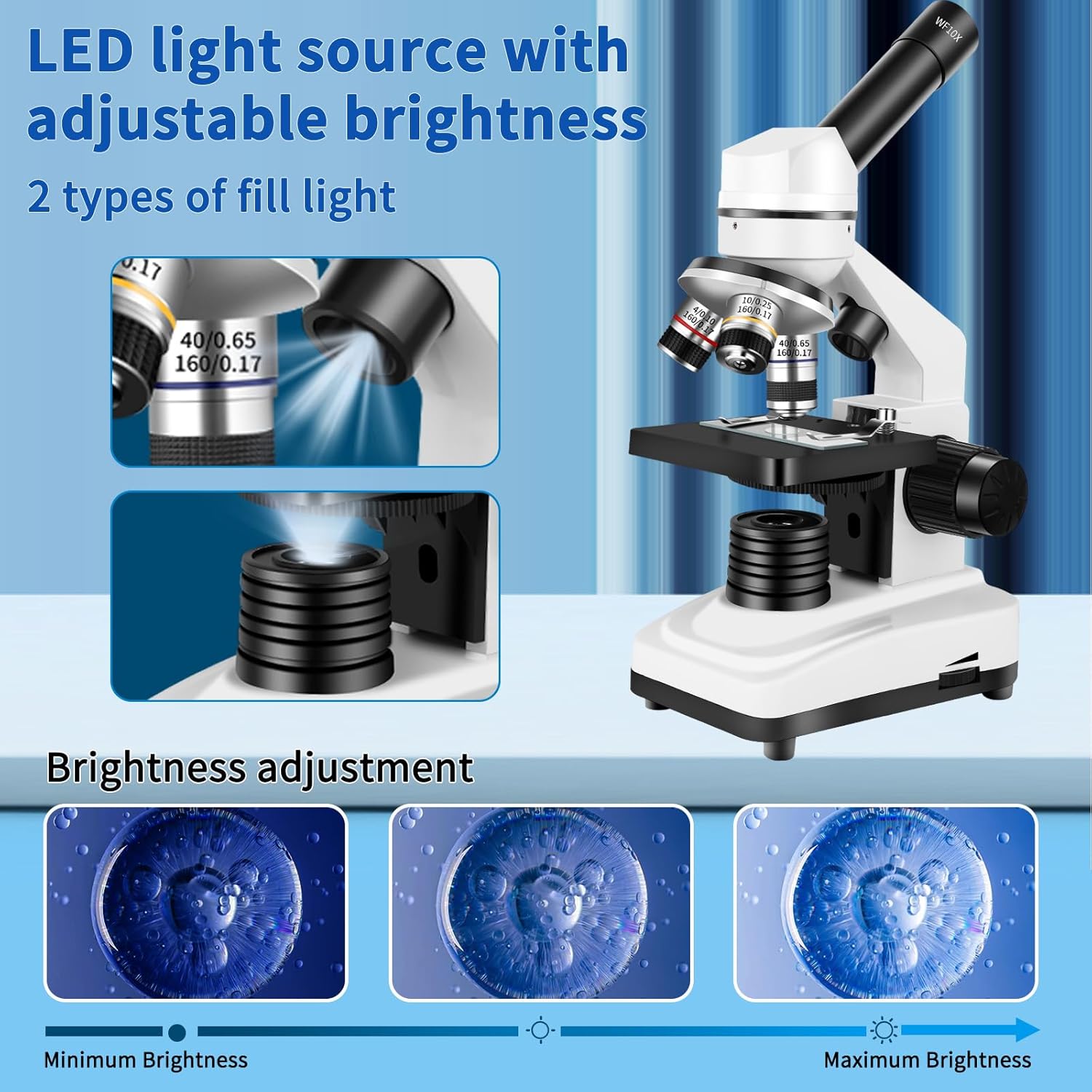 Microscope for Adults 40x-2000x Compound Microscope with Dual LED Illumination for School, Home, Lab, Beginners