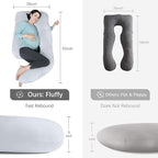 MOON PARK Pregnancy Pillows for Sleeping - U Shaped Full Body Maternity Pillow with Removable Cover - Support for Back, Legs, Belly, HIPS - 65 Inch - Light Grey