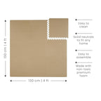 Toddlekind Solid Color Foam Play Mat 4x4 Baby Playmat. Stylish, Non-Toxic, Odorless, Plain Design Puzzle Play Mat 0m+ (Beige)