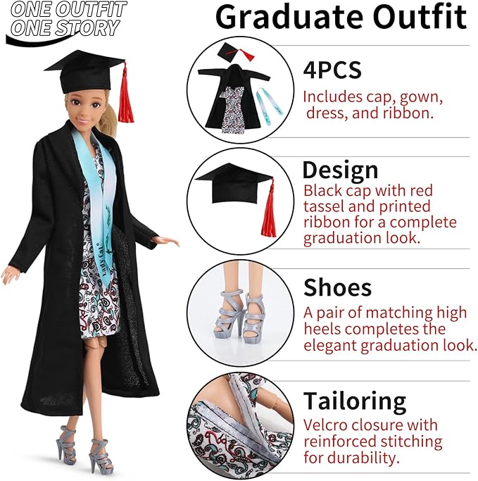 51 Pcs Themed Doll Clothes & Accessories – Educational Role Play Gift Set for Girls with 10 Outfits (Doctor, Bride, Mermaid, Santa, Chef etc.),10 Shoes, 5 Stands – Fits 11.5 Inch Dolls(No Doll)