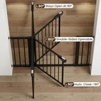 Mumeasy Baby Gate Extra Wide, 29.5-51'' Pressure Mounted Dog Gate with Walk Thru Door, Auto Close Pet Gate for House, Stairs, Doorways,Black