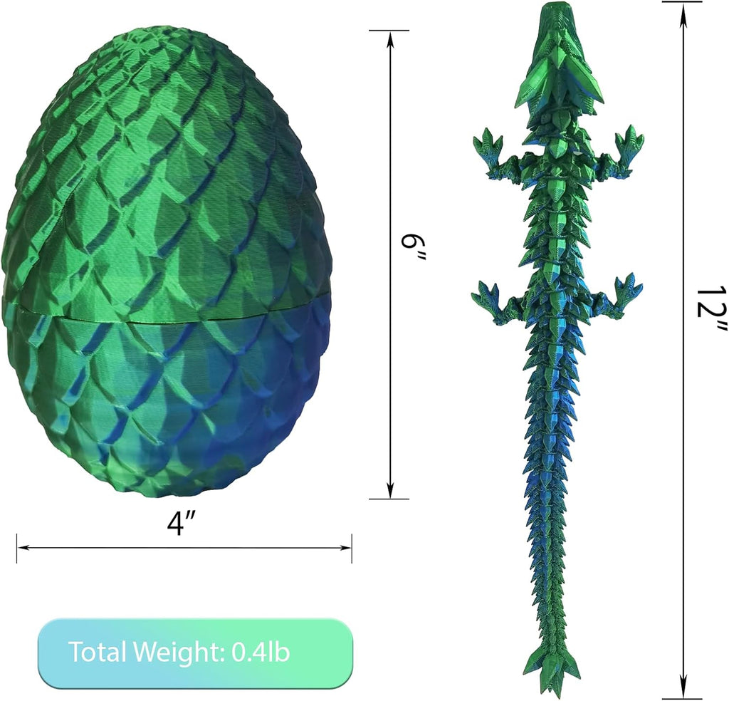 Dragon Egg, Easter Egg with Pet Dragon, 3D Printed Dragon, Crystal Dragon Fidget Toy, Articulated Dragon Eggs Fidget Toy Surprise for Adults