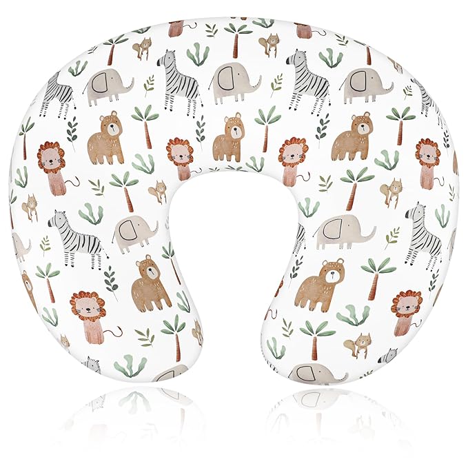Nursing Pillow Cover, Removable Nursing Covers for Breastfeeding Pillows, Stretchy and Soft Fit for Baby Girls Boys Newborn, Animal (Only Cover)