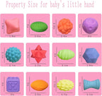 12P Sensory Balls for Toddlers 1-3,Balls for Baby Toys 6-12 Months,Bright Color Textured Multi Soft,Baby Massage Toy,Birthdays, Includes Storage Bag